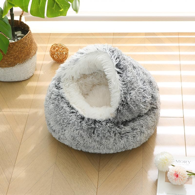 Zootour Cat Beds for Indoor Cats, Dog Bed for Small Medium Dogs, Washable-Round Pet Bed for Puppy and Kitten with Slip-Resistant Bottom (Black, 60Cm(24Inch)) image number 4