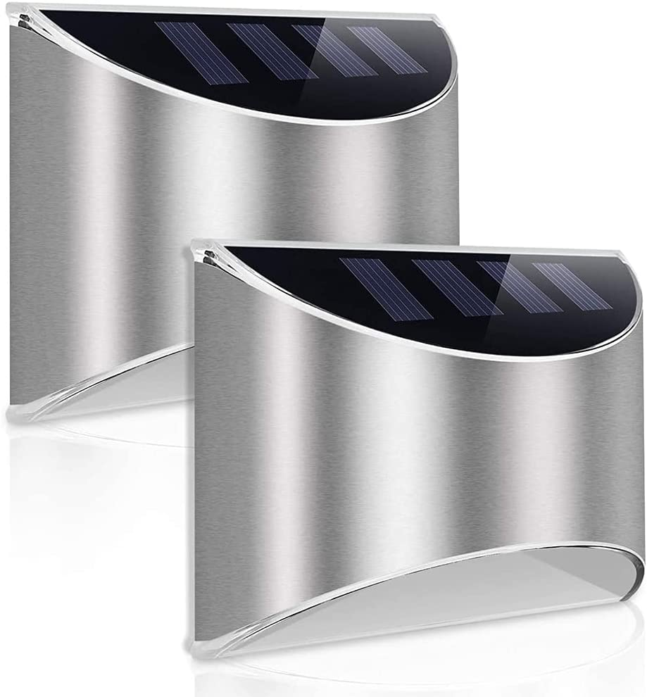 Leidrail Solar Step Lights Outdoor Deck Fence Light Stainless Steel Waterproof LED Illuminated Lighting for Stair Post Yard - 2 Pack image number 2