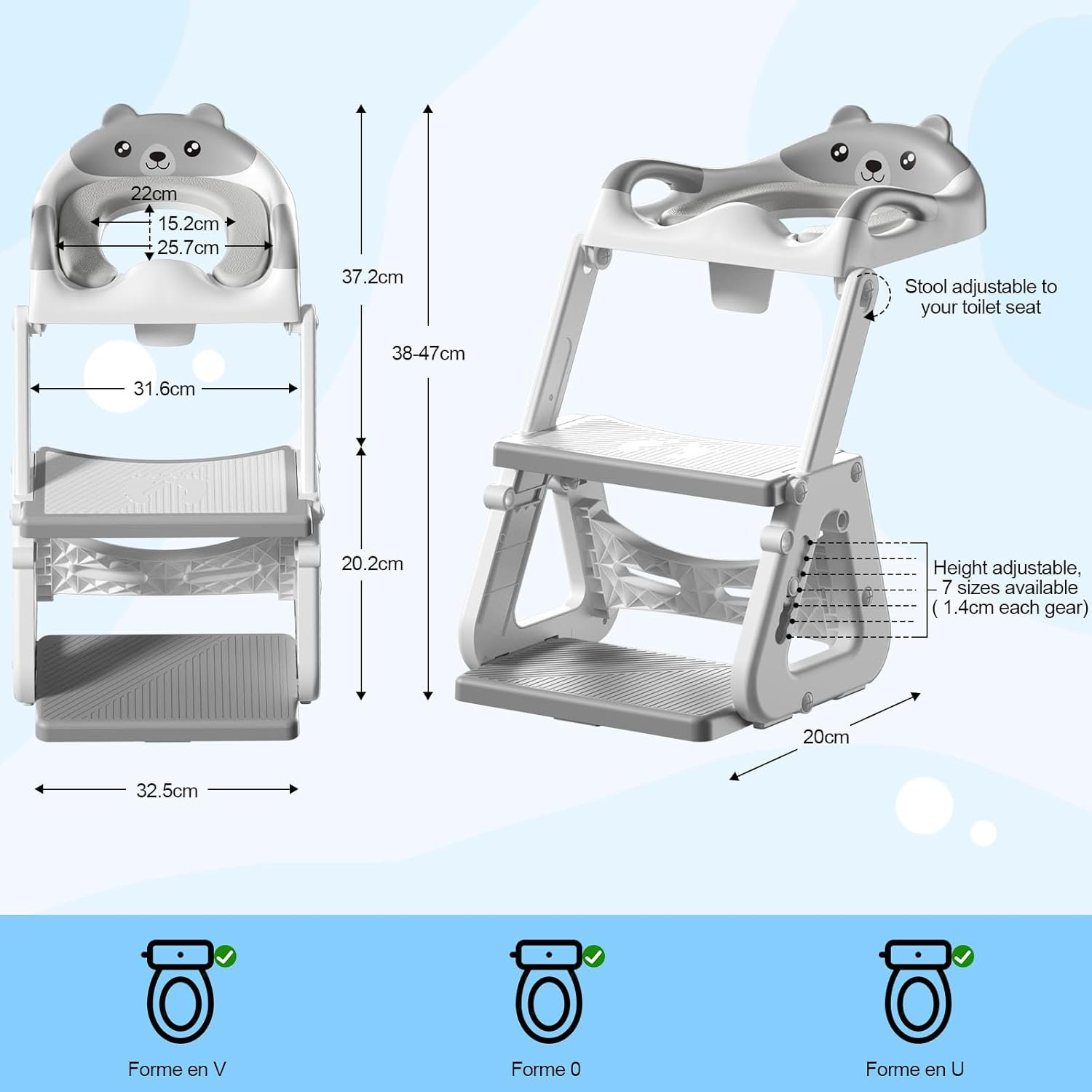Kakeyrun Potty Training Toilet Seat, Upgrade Toddler Toilet Seat for Boys and Girls, 2-In-1 Potty Training Toilet with Step Stool Ladder Soft Cushioned Seat Splash Guard (Grey) image number 1