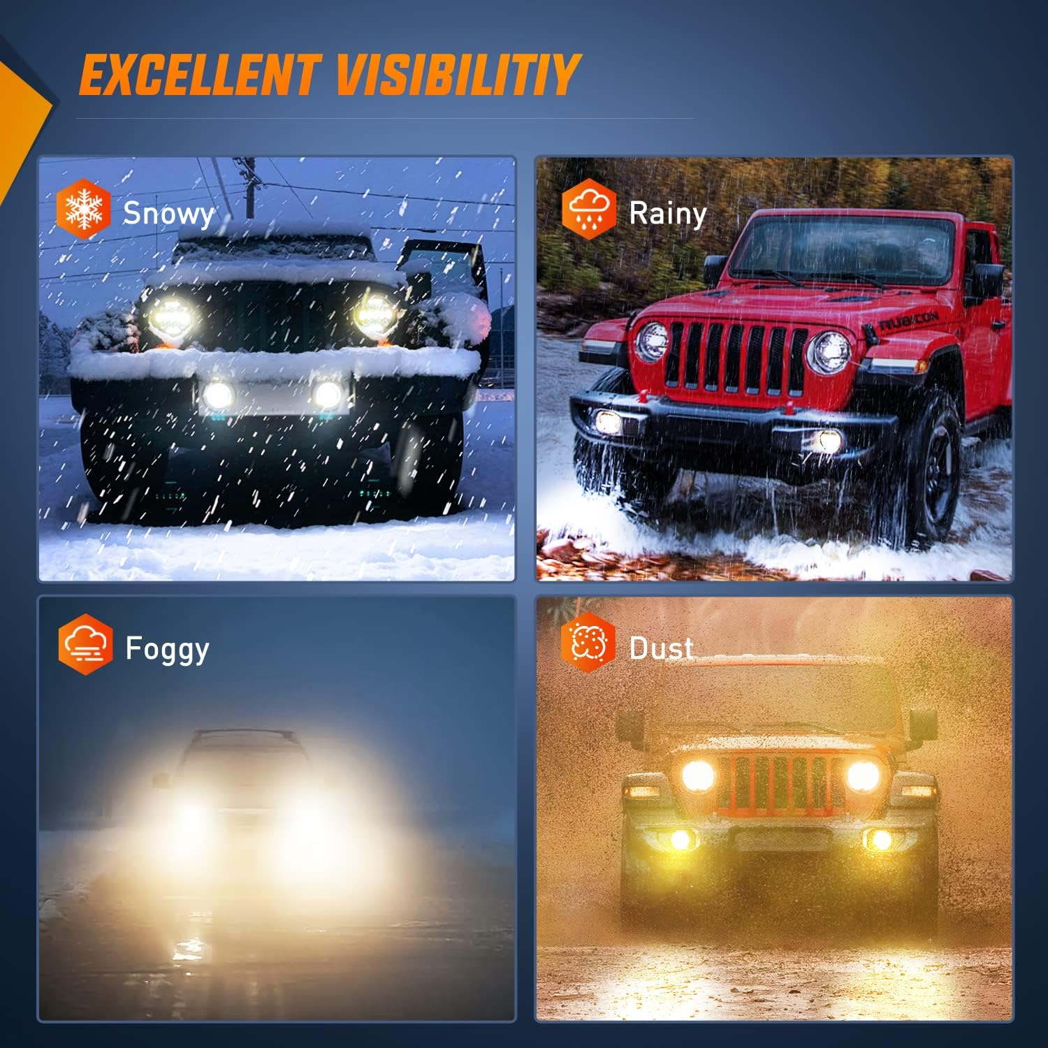 Nilight 4 Inch LED Fog Light Assembly Compatible with 2007-2018 Jeep Wrangler JK Unlimited JKU with Conversion Cables Front Bumper Replacement 60W Driving Offroad White LED Foglights image number 6