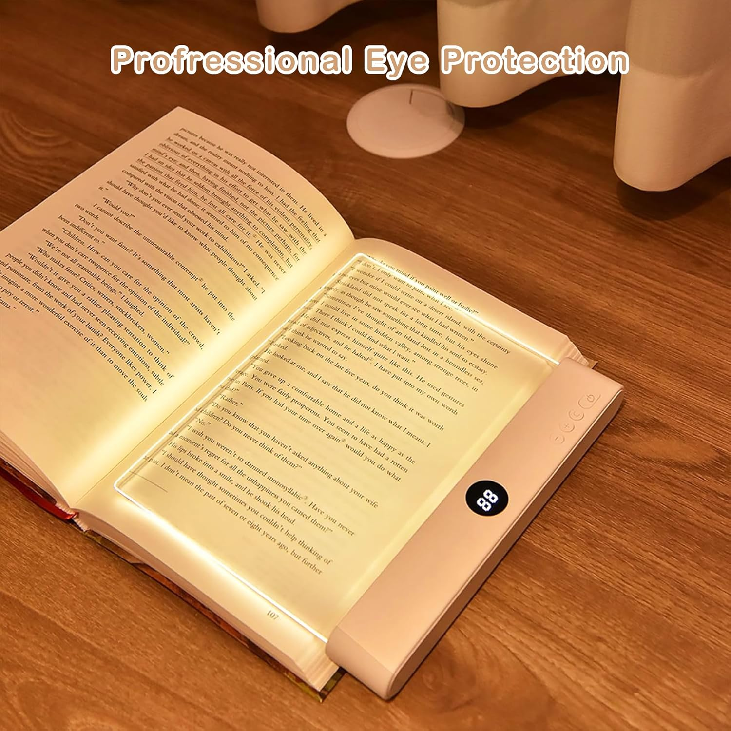 TSWCBYYLB Rechargeable Flat Dimmable Clear Panel LED Book Light with Timer & 3 Colors for Reading in Bed at Night (Pink) - White image number 3