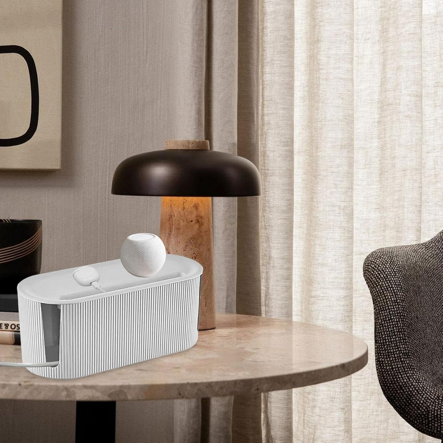 Cord Management Box - Style Cord Box Socket Storage with - Household Cable Organizer for TV Wires, Computer, USB Hub, Power image number 5