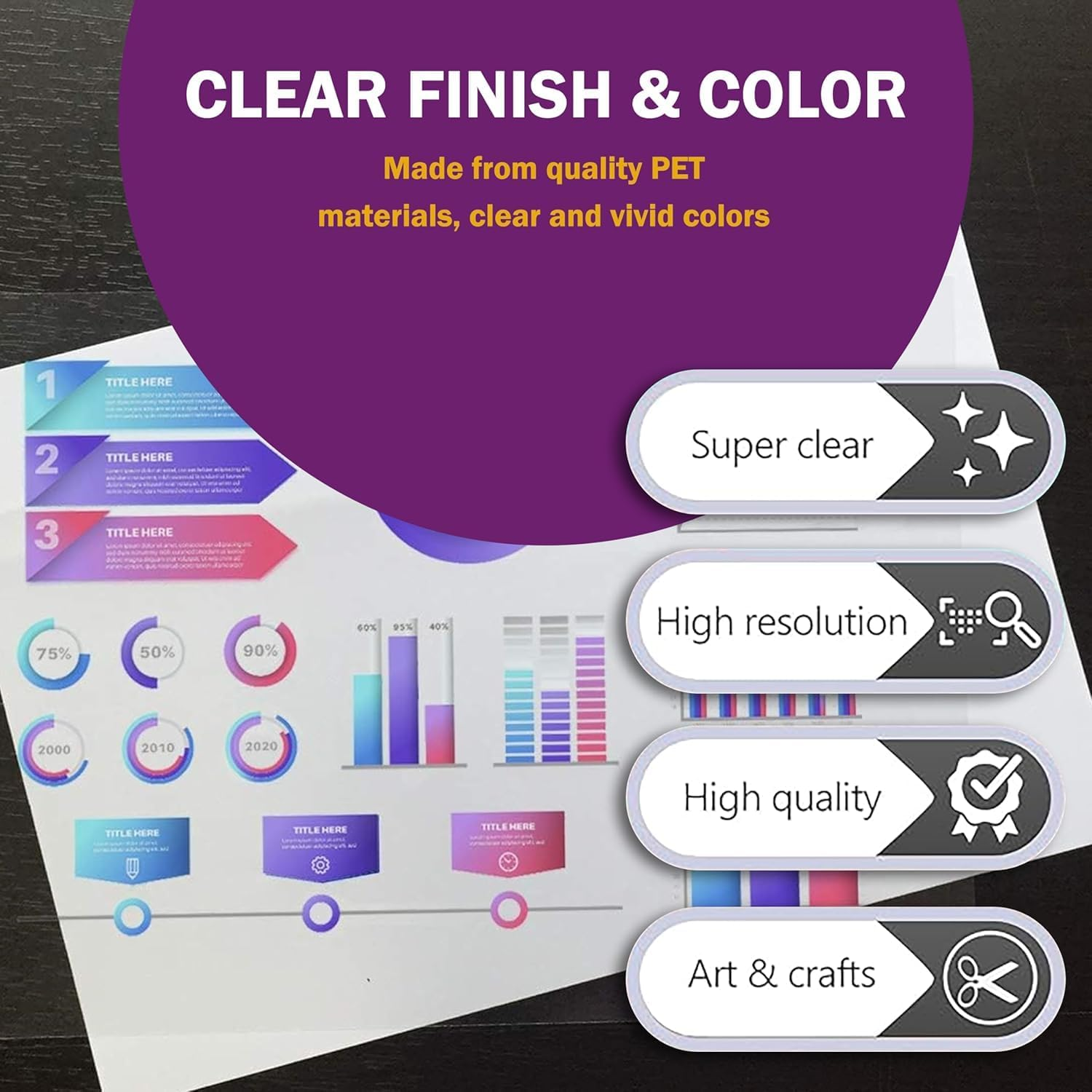 HADI Inkjet Transparency Film 25 Sheets A4-100% Clear Transparency- Acetate Sheets for Crafts,Overhead Projector Presentations OHP, Film Tracing Graphic Design-Screen Printing-Quick Dry, Printing Film image number 2