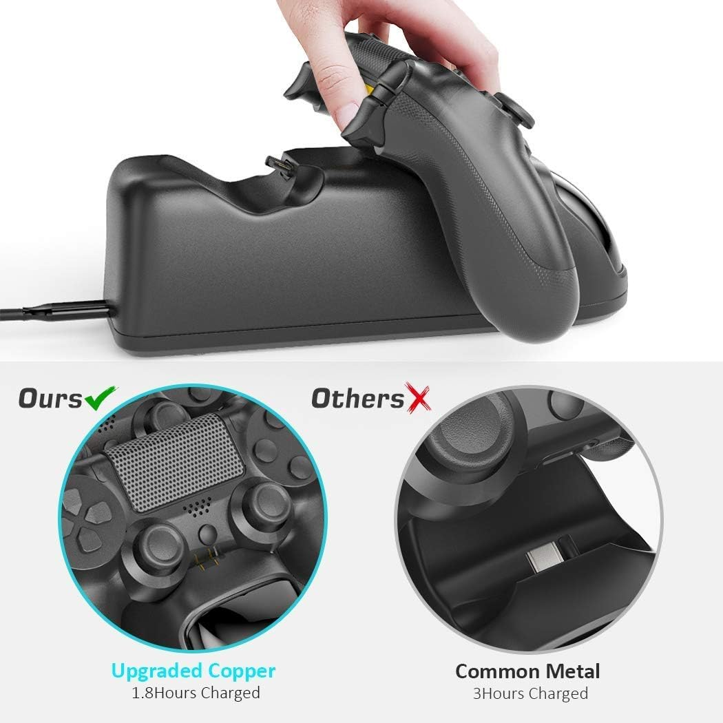 OIVO Controller Charger Compatable with PS4/PS4 Slim/Ps4 Pro Controller, PS4 Controller Charging Dock with Charging Cable, Fast PS4 Charger with Clear Indicator