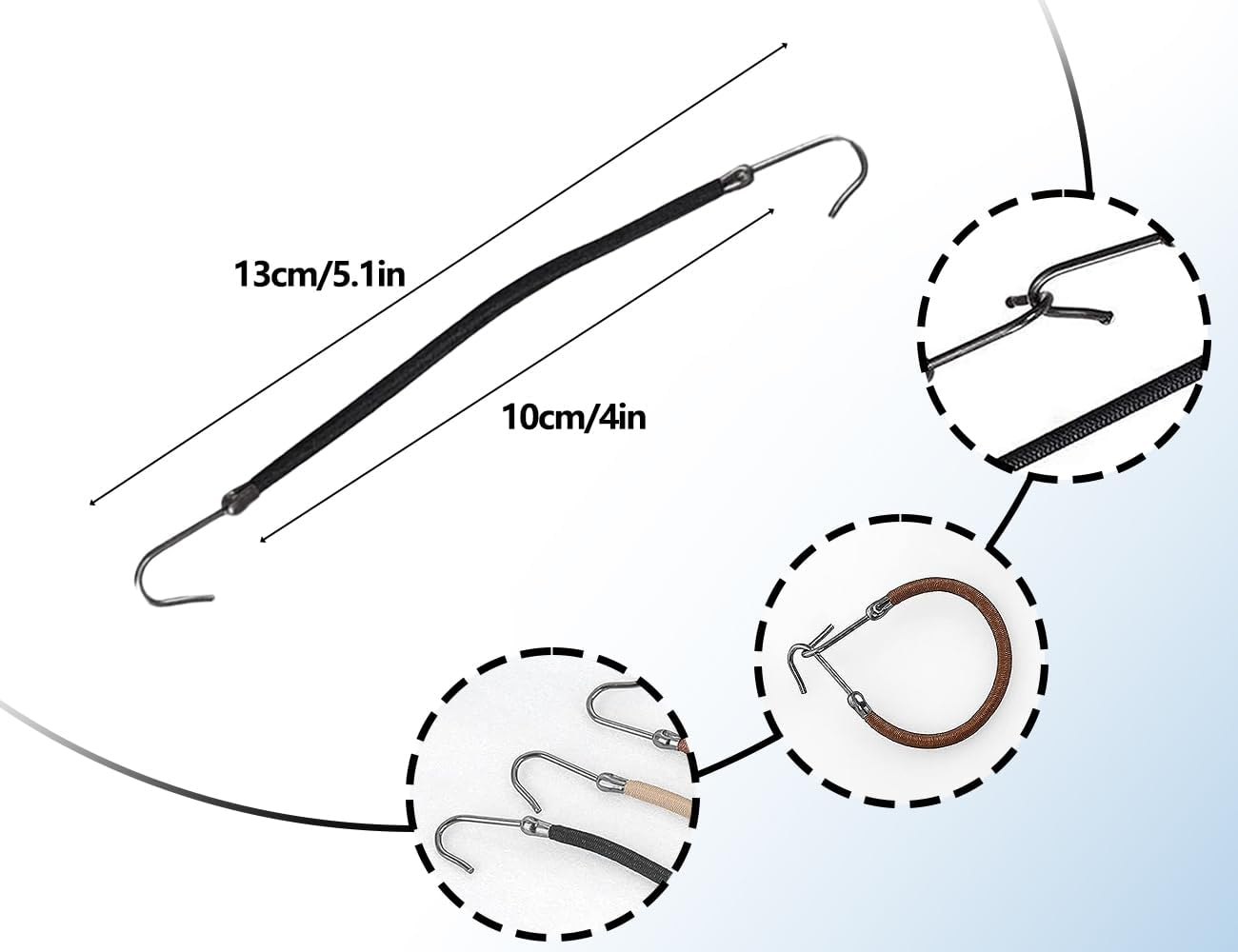 KAPSING Pack of 3 Elastic Hair Bobbles with Hooks, Elastic Hook Hair Scrunchie Bungee, Adjustable Ponytail Holder, Suitable for Most Hairstyles image number 5