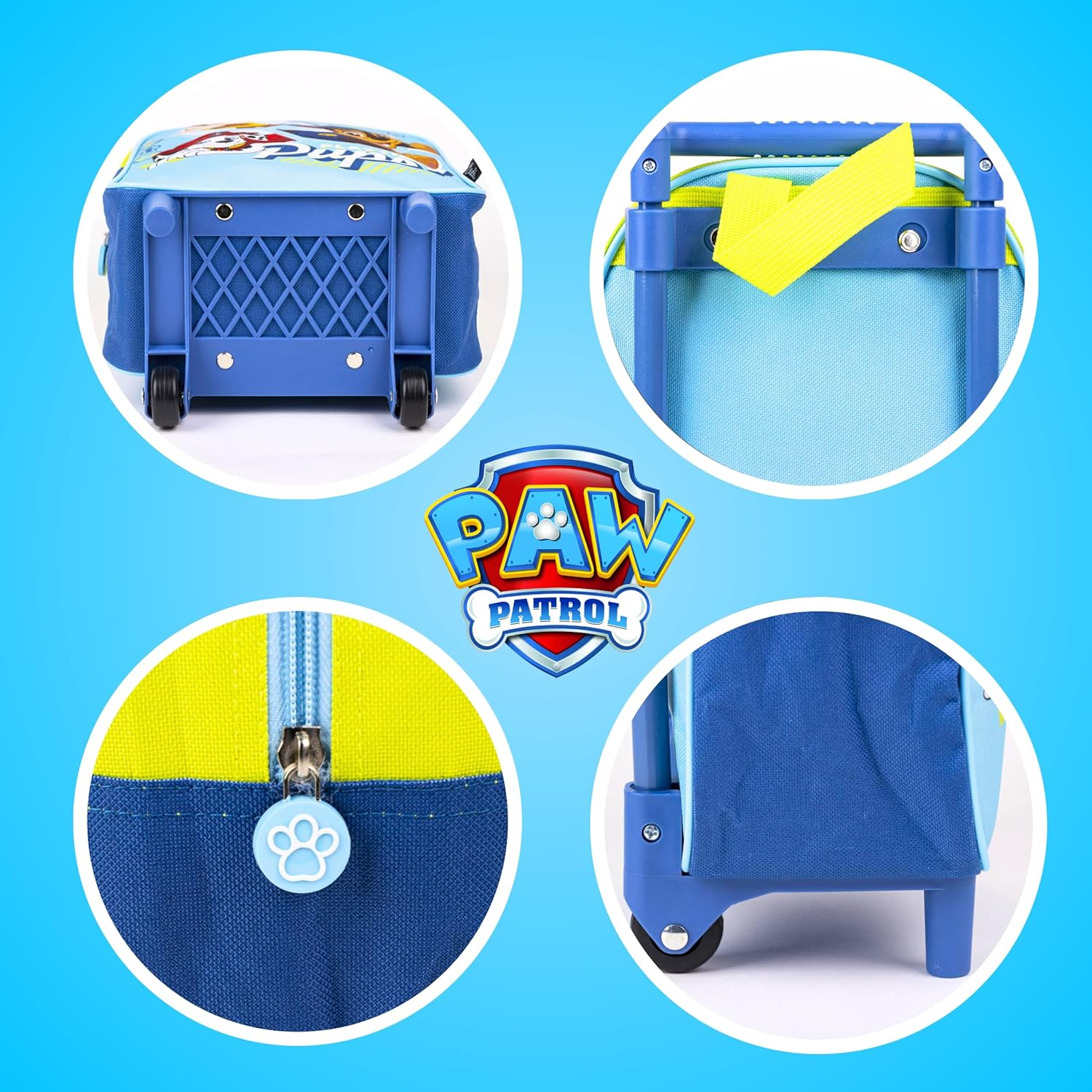 PAW PATROL Wheeled Backpack Chase Marshall and Rubble Design School Bag Kids Trolley Backpack Travel Backpack Gift for Kids, Multicoloured, Classic
