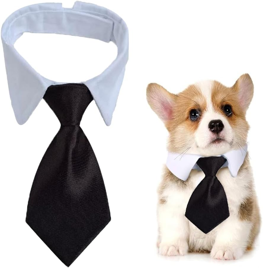 Voarge Dog Tie, Adjustable Dog Collar with Velcro Fastening, Pets Wedding Bow Tie, Formal Puppy Bow Tie, Tuxedo Collar Costume Tie (Yellow Chequered, L)