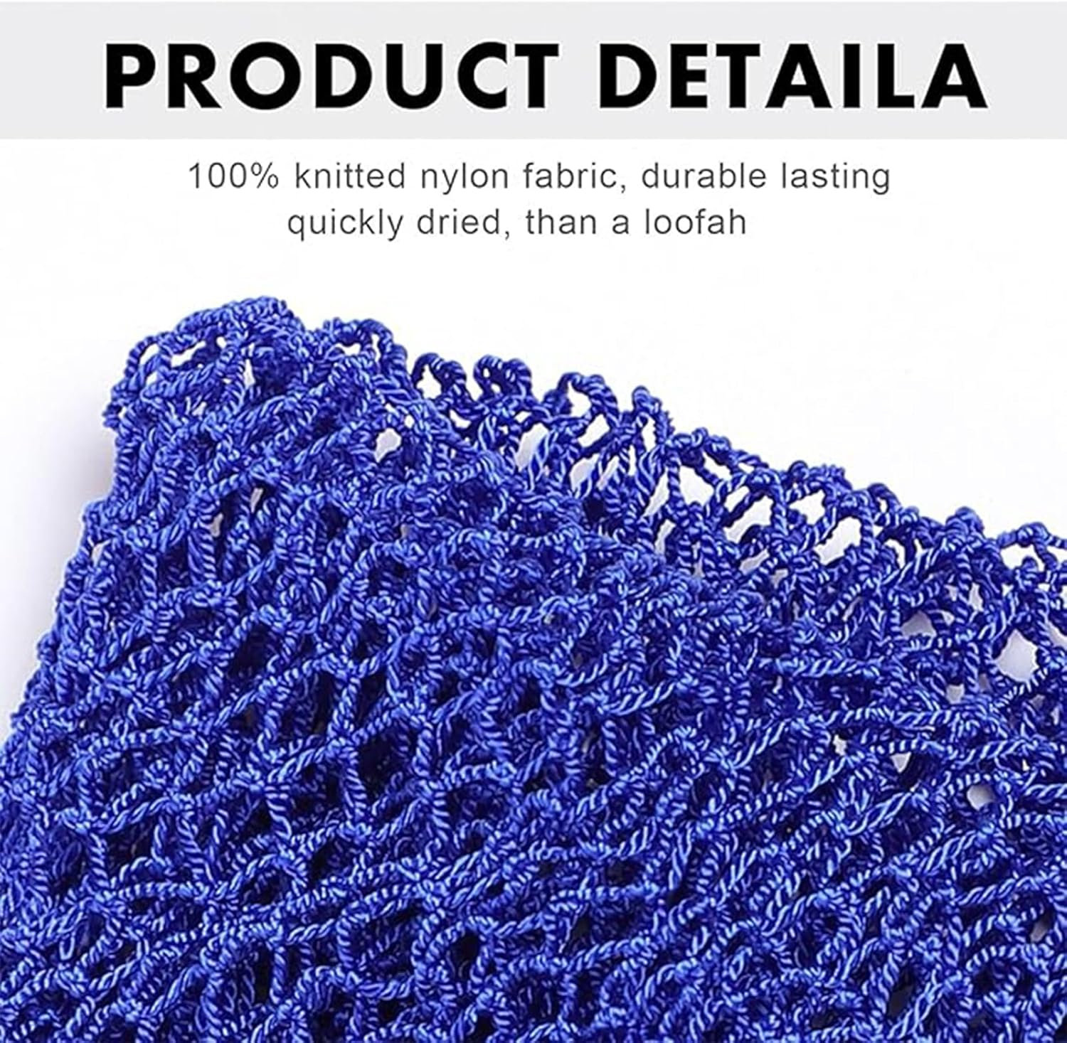 Yeanifeana 2 Pack African Net Sponge, Authentic Exfoliating Body Scrubber for Back, Foot & Scalp, Stretchable Durable Bath Sponge Shower Accessory (Blue) - Black image number 4