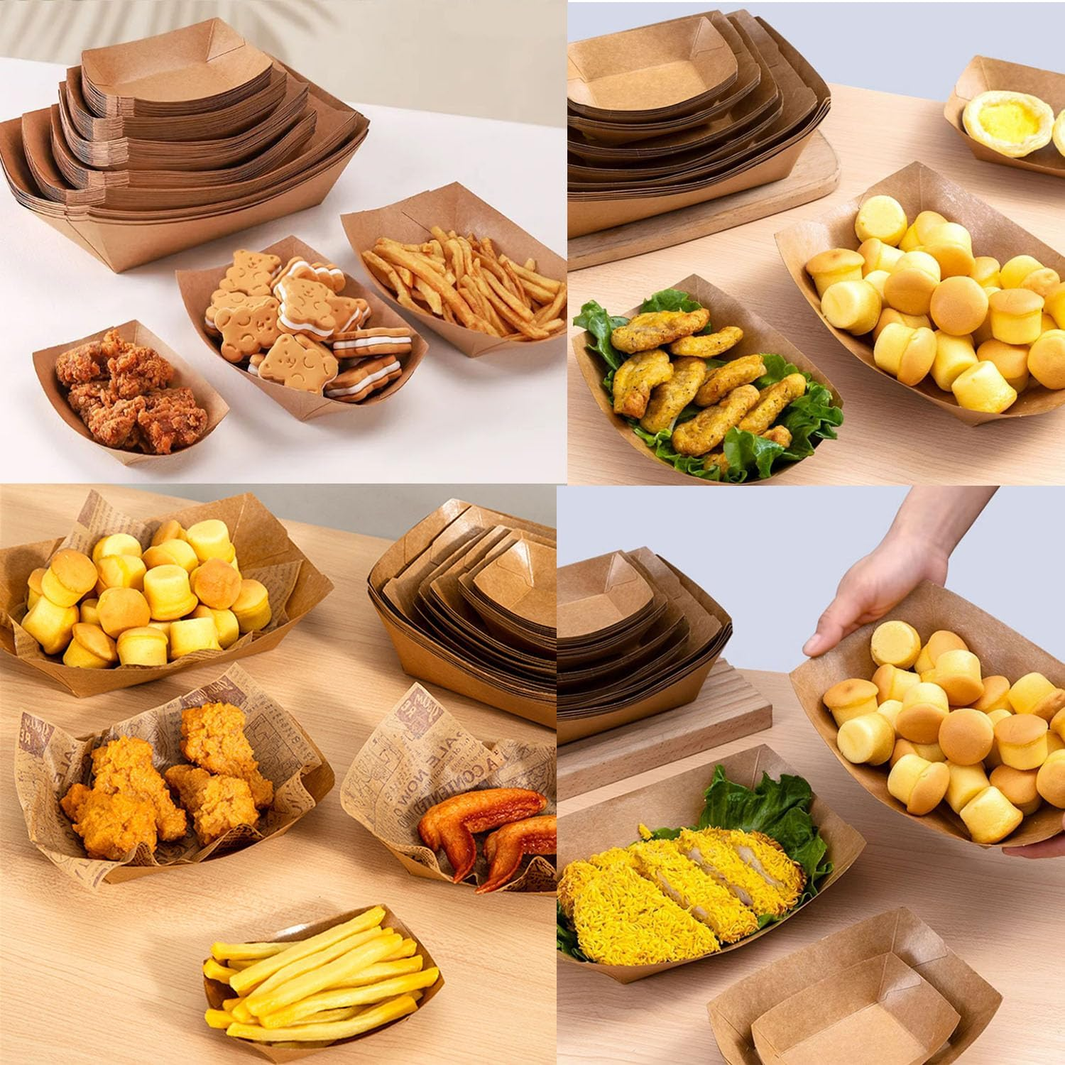 Paifeancodill Paper Hot Dog Tray, 100 Pcs Disposable Kraft Paper Food Tray, Hot Dog Boats Grease Proof Food Boats, Disposable Food Serving Trays, Take Out Food for Hot Dog Nacho French Fries (19.5 Cm) image number 3