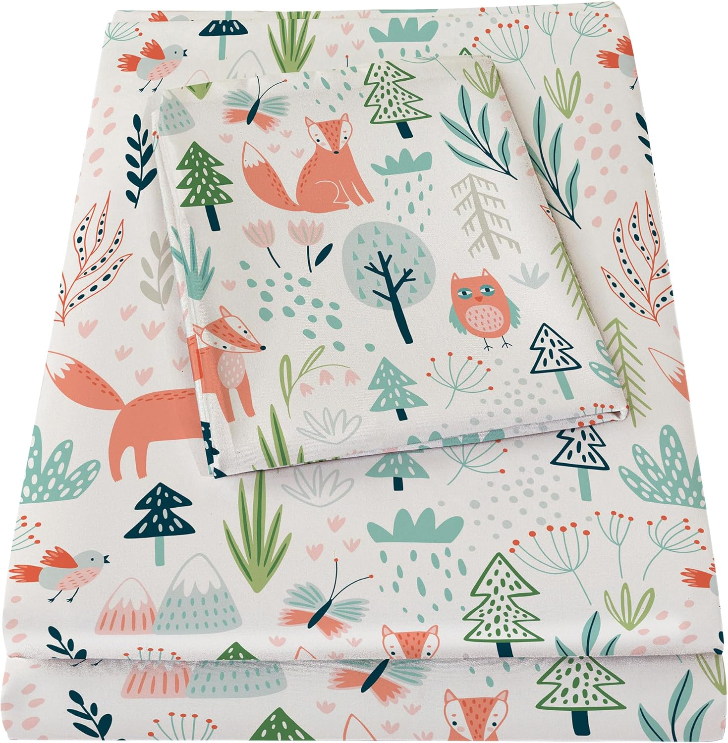 Bedmoon Boys Twin Sheets, Kids Car Truck Soft Microfiber Twin Sheets & Pillowcases with Elastic Corner Straps, White