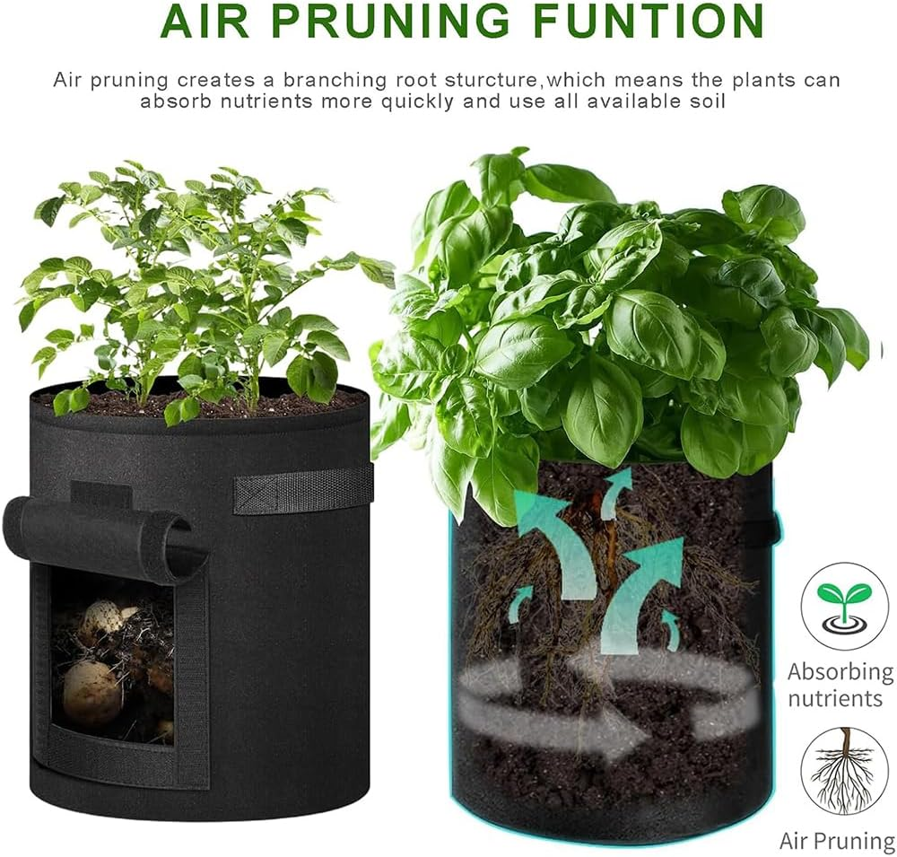 4-Pack Potato Grow Bags with Flap Window &ndash; Heavy-Duty Nonwoven Fabric Planter Bags for Potatoes, Tomatoes, Carrots, Vegetables & Fruits &ndash; Reusable Garden Planting Containers image number 6