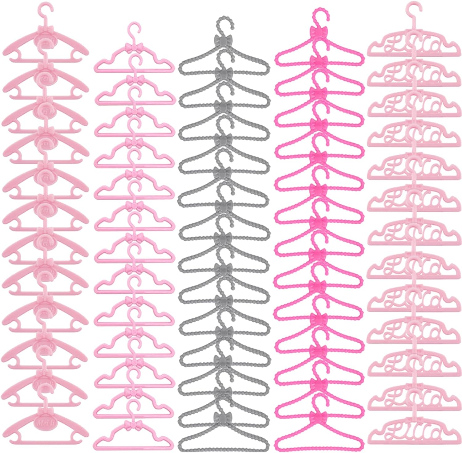 E-TING 60 Pcs Mini Doll Clothes Hangers Plastic Mixed Little Hangers Doll Clothes Accessories for 11.5 Inch Doll image number 2
