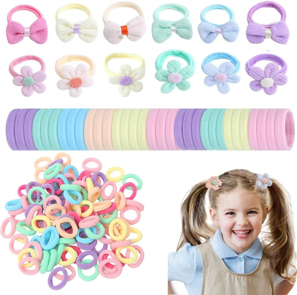 YJSPARKK 112 Pack Hair Ties,Kids Toddlers Girls Elastics Hair Bands No Damage Multicolor Colorful Small Seamless Ponytail Holders for Thick Thin Hair image number 5