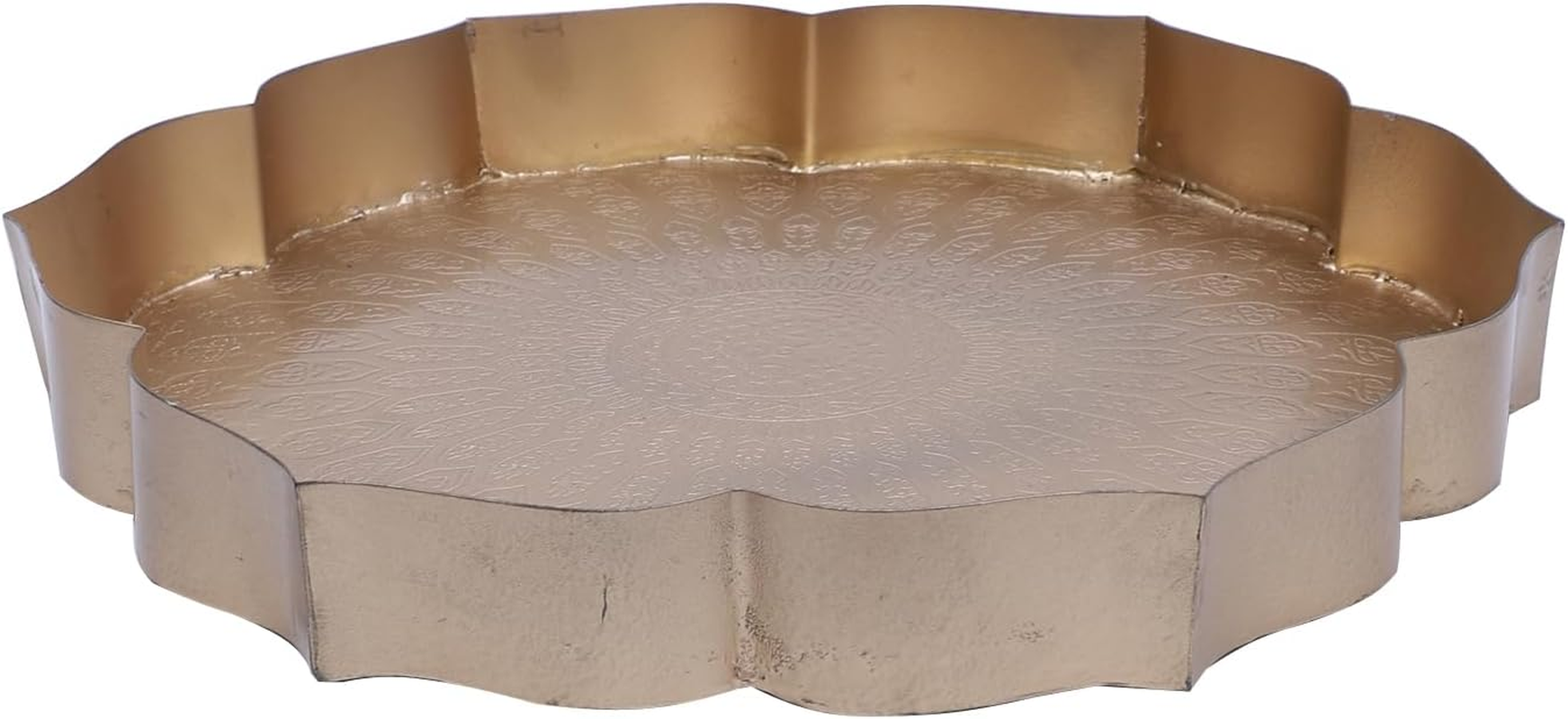 Two Moustaches 12 Inches Ethnic Carved Flower Design Urli Bowl for Home Decor, Urli Bowl for Flowers Decoration, Home Decoration, Bowl for Floating Flowers, Housewarming Gifts, Golden, Pack of 1 image number 6