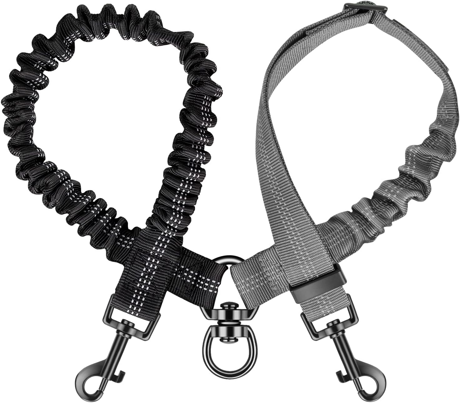 Slowton Double Dog Leash, No Tangle Double Leash for Dogs Walking Training 360&deg;Swivel Rotation Reflective Adjustable Length Dual Two Dog Lead Splitter