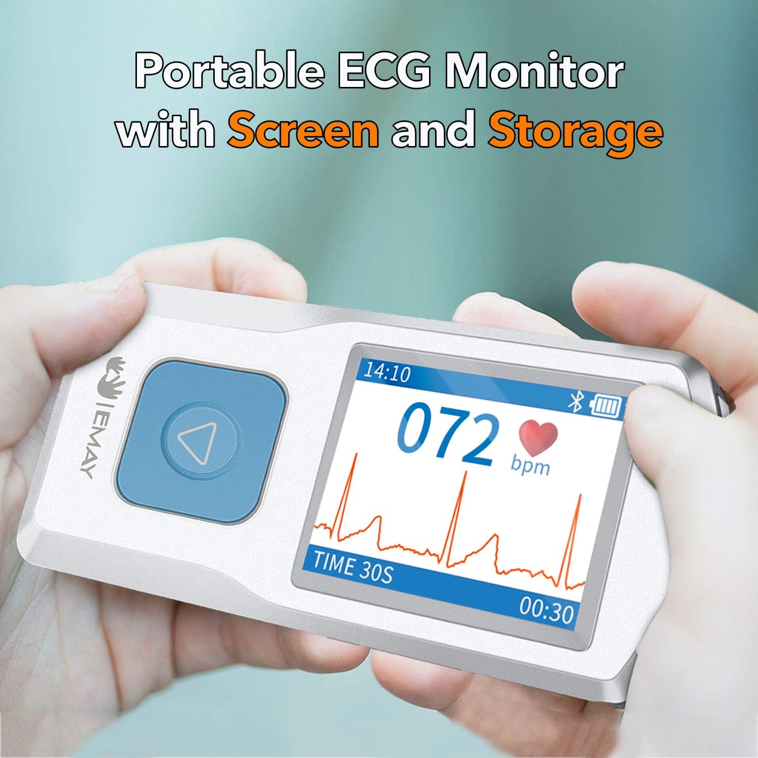 EMAY Portable ECG Monitor | Record ECG and Heart Rate Anytime Anywhere | Stand-Alone Device with LCD Screen and Storage | No Subscription Required image number 2