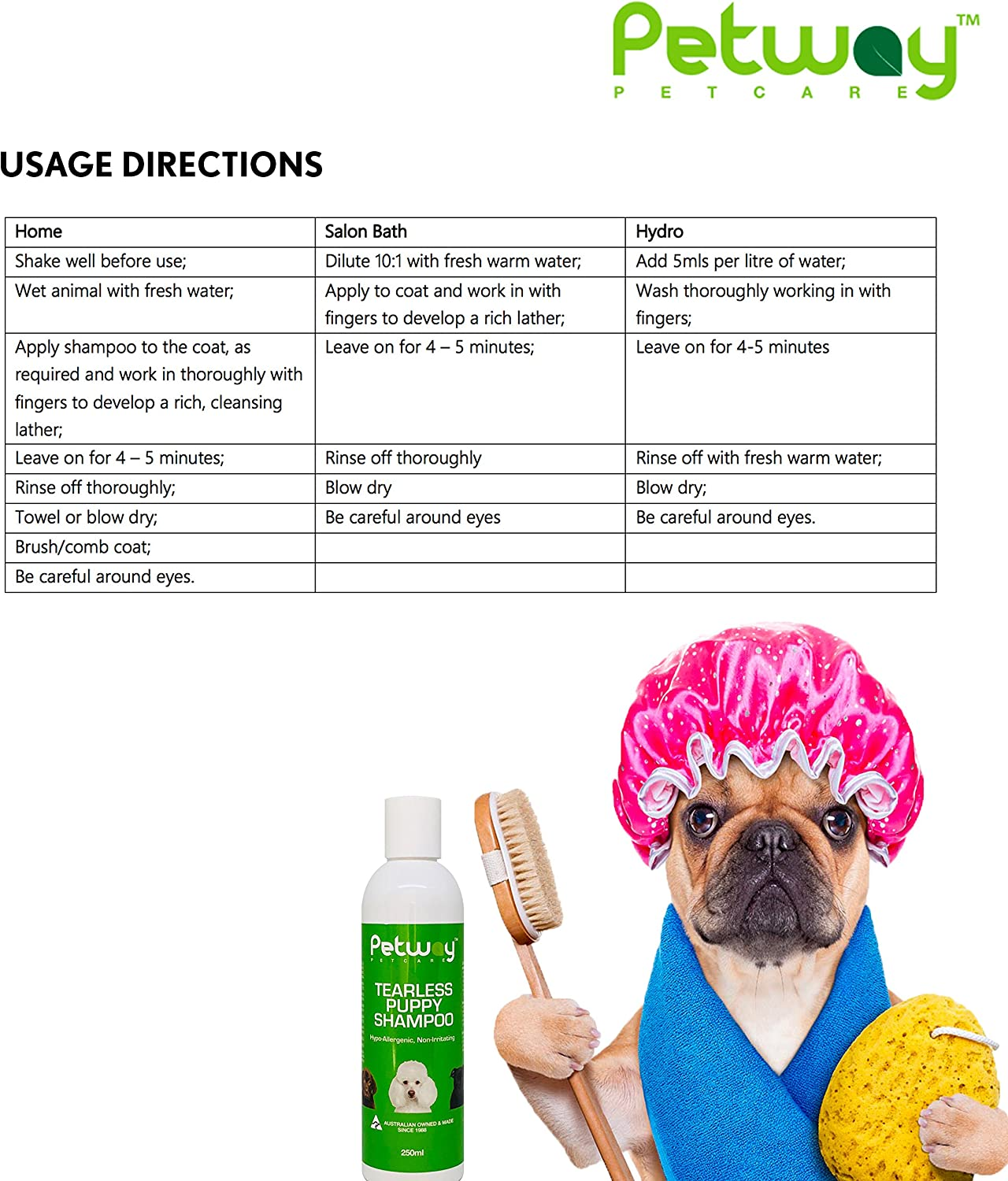 Petway Petcare Tearless Puppy Shampoo for Puppies and Kittens with Sensitive Skin, Hypoallergenic, Brightens and Highlights Natural Coat Colors, Free of Phosphates, Gentle on Puppies Eyes, 250Ml image number 5