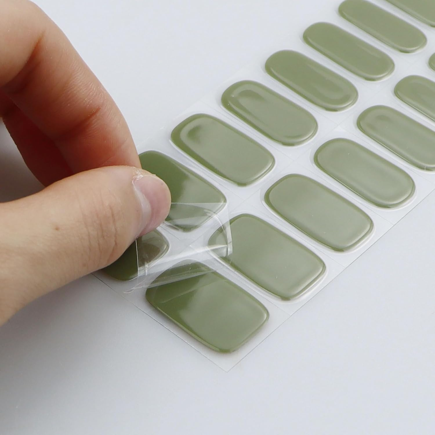 JMEOWIO Gel Nail Stickers Grey Green Cream Stickers Nail Gel Nail Art Stickers Decoration image number 4