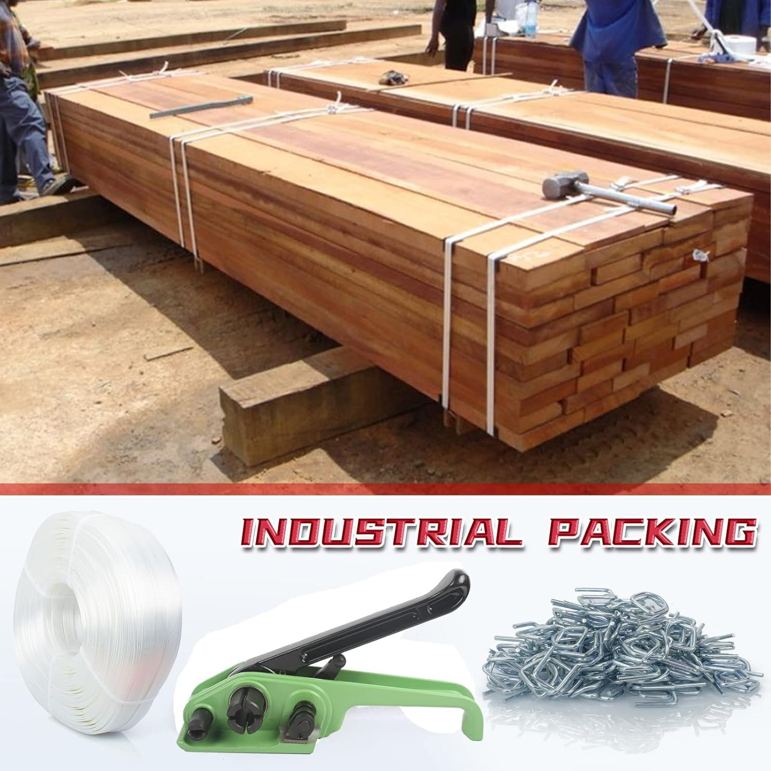 Anmas Rucci Heavy Duty Pallet Strapping Tools Kit - 3/4" X 328' Woven Cord Strapping Kit, 2000 Lbs Break Strength, Strapping Tensioner Tool, 50Pcs Reusable Buckles image number 6