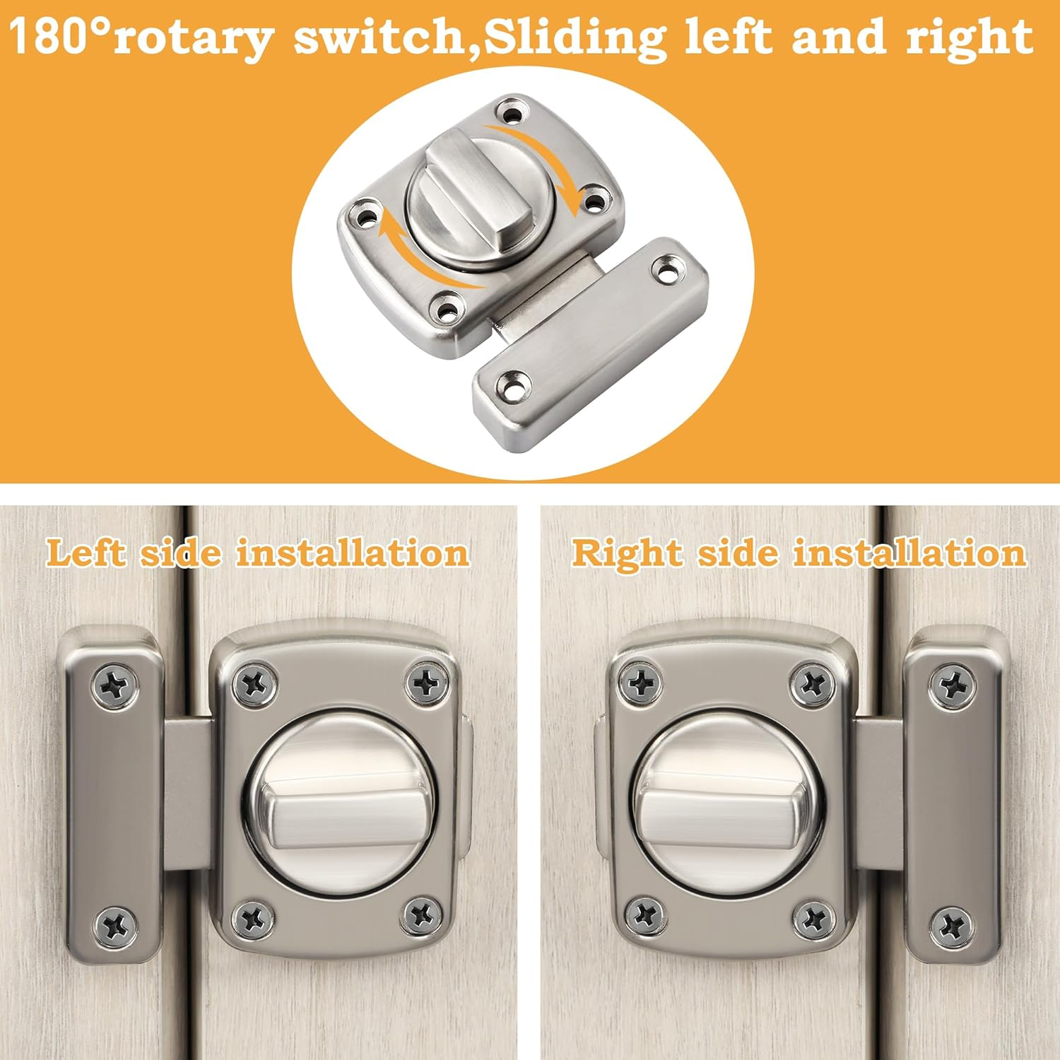 Alise Gate Latch Slide Bolt Latches Lock for Door,Double Sided Rotate Gate Latches for Barn,Shed,Fence, Garage,Front Door,Toilet Door, Pet Door,Brushed Finish - Oil Rubbed Bronze image number 3