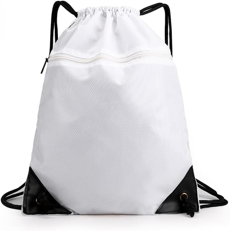 Waterproof Drawstring Backpack - Durable Gym Sackpack for Sports, Hiking, Travel & Camping | Basketball, Swim Bag with Zipper Pocket & Thick Shoulder Straps