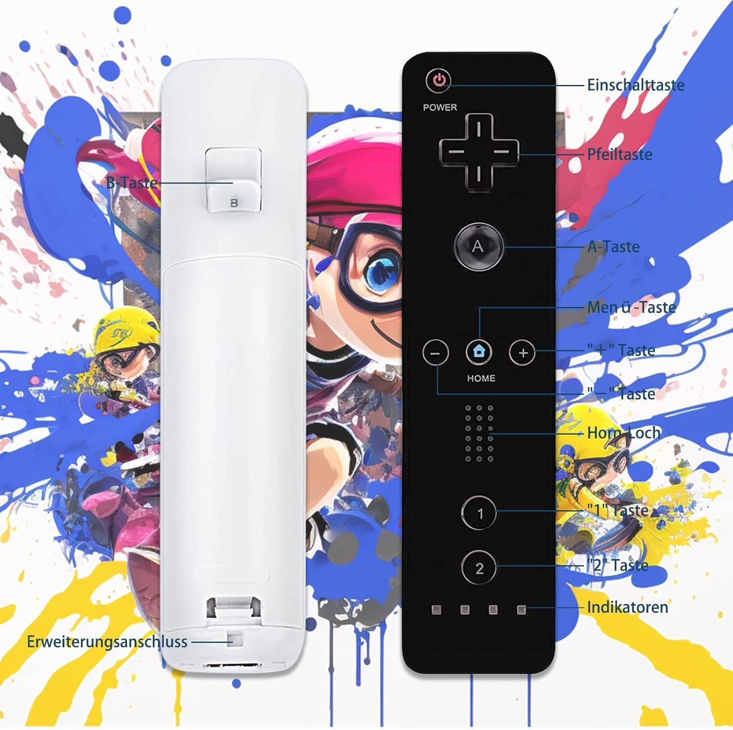 Wii Controller 2 Pack - Wii Remote with Silicone Case and Wrist Strap (Black+White) image number 3