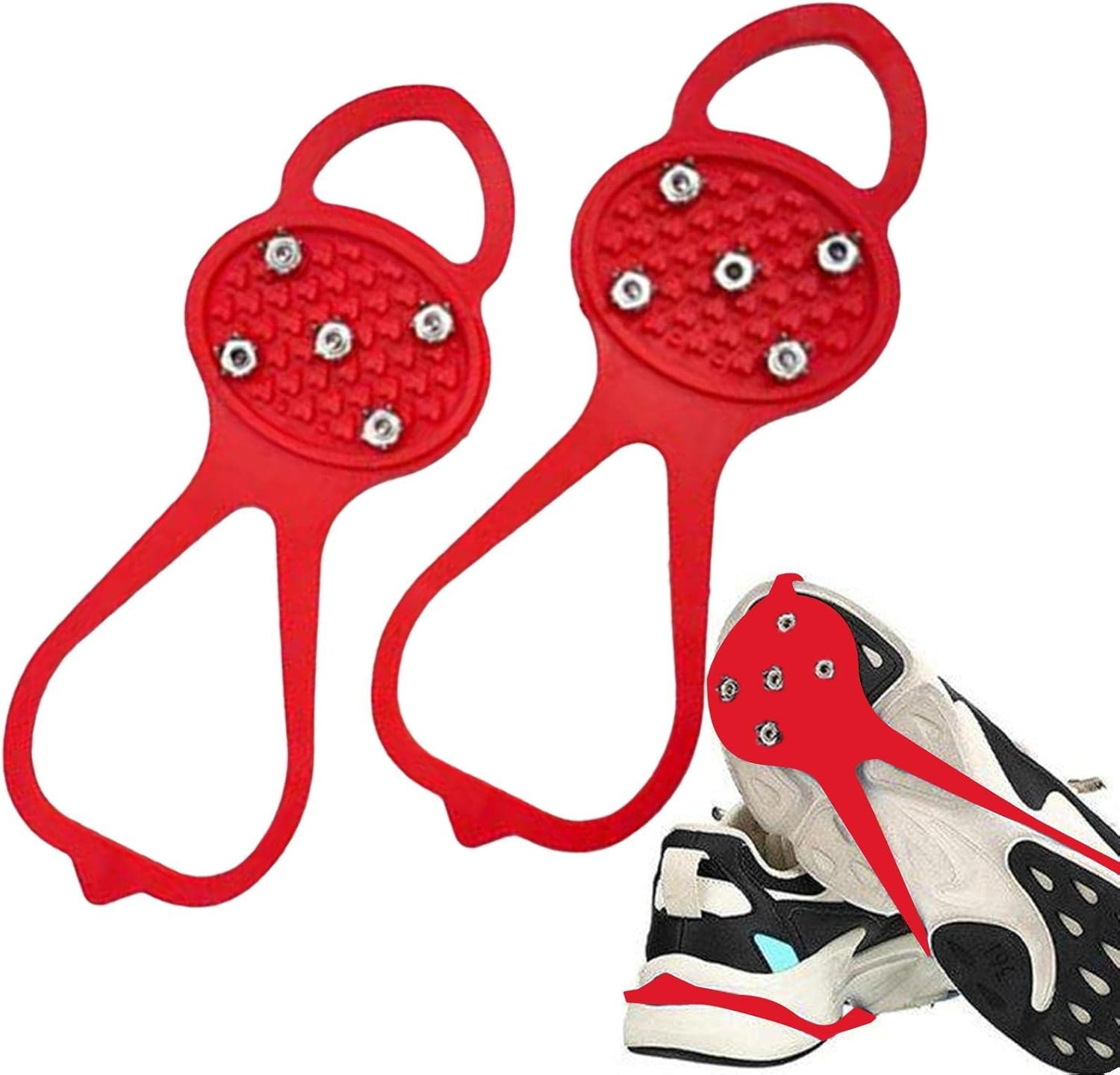 Gripper Spikes | Boot Spikes for Snow and Ice with 5 Tooth, anti Slip Rubber Grips Spikes Ice Cleats Snow Grips Ice Fishing Gear for Shoes And image number 2