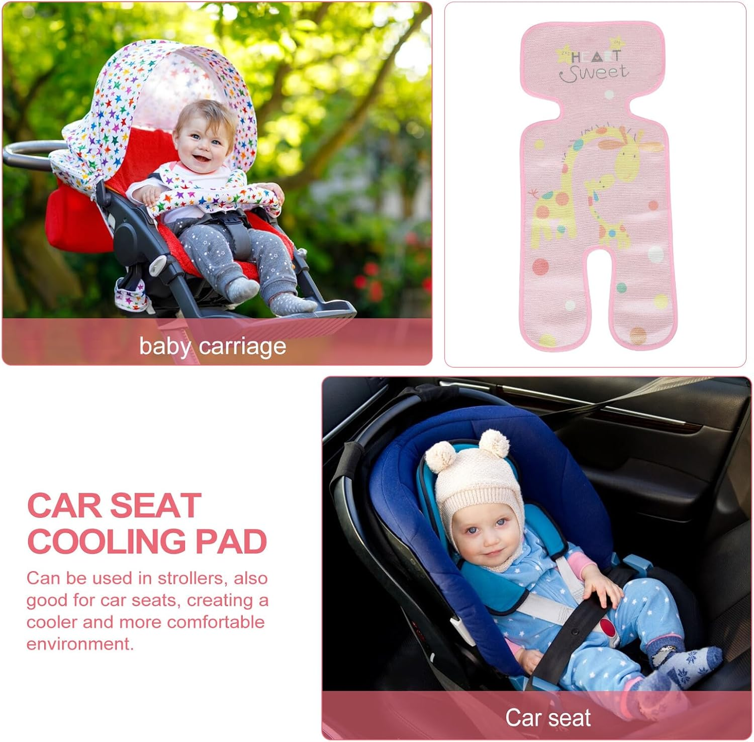 Stroller Liner Cooling Seat Cushion Ice Silk Material Fit Newborn Soft Breathable Pad Lightweight Easy Install for Hot Weather