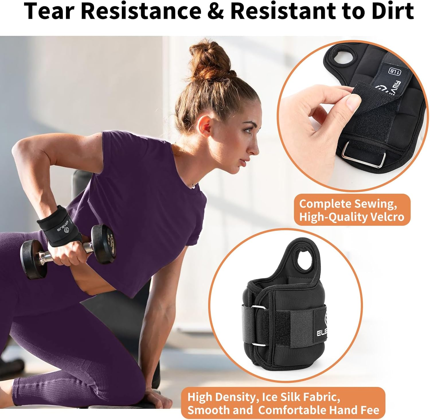 ELEAMY Wrist Weights with Thumb Loops Lock for Women & Men 1Lb*2/2Lbs*2/3Lbs*2, Suitable for Walking, Running, Yoga, Aerobics，Wrist & Ankle Weights Strength Training image number 2