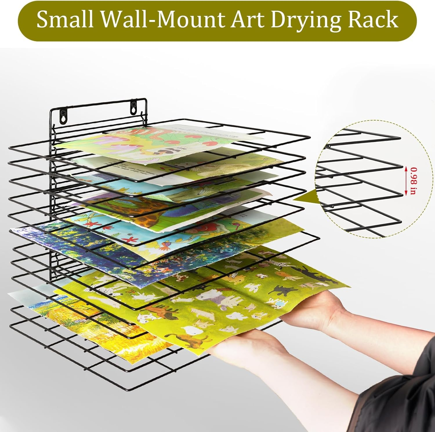Lzttyee Art Drying Rack for Classroom Paint Drying Rack Small Art Drying Rack Wall Art Storage Rack with 12 Removable Shelves for Classrooms and Art Studios (12 Shelves) image number 4