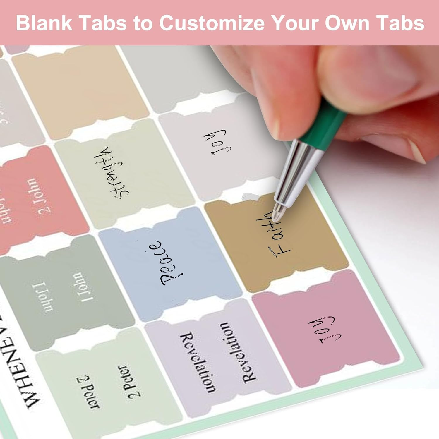 Bible Index Tabs Set -90 Reusable Laminated Study Tabs for Women & Men, Boho Theme Book Labels image number 2
