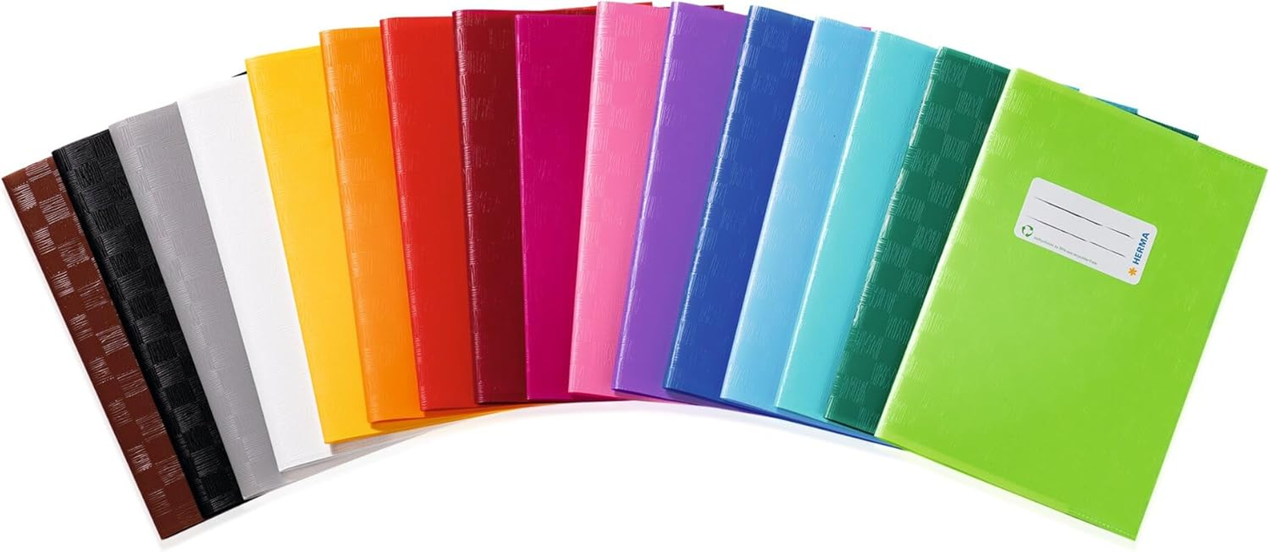 HERMA Exercise Book Cover A5, with Inscription Label, Made of Wipeable and Sturdy Plastic, Slip on Cover Jackets for School, White - Yellow image number 2