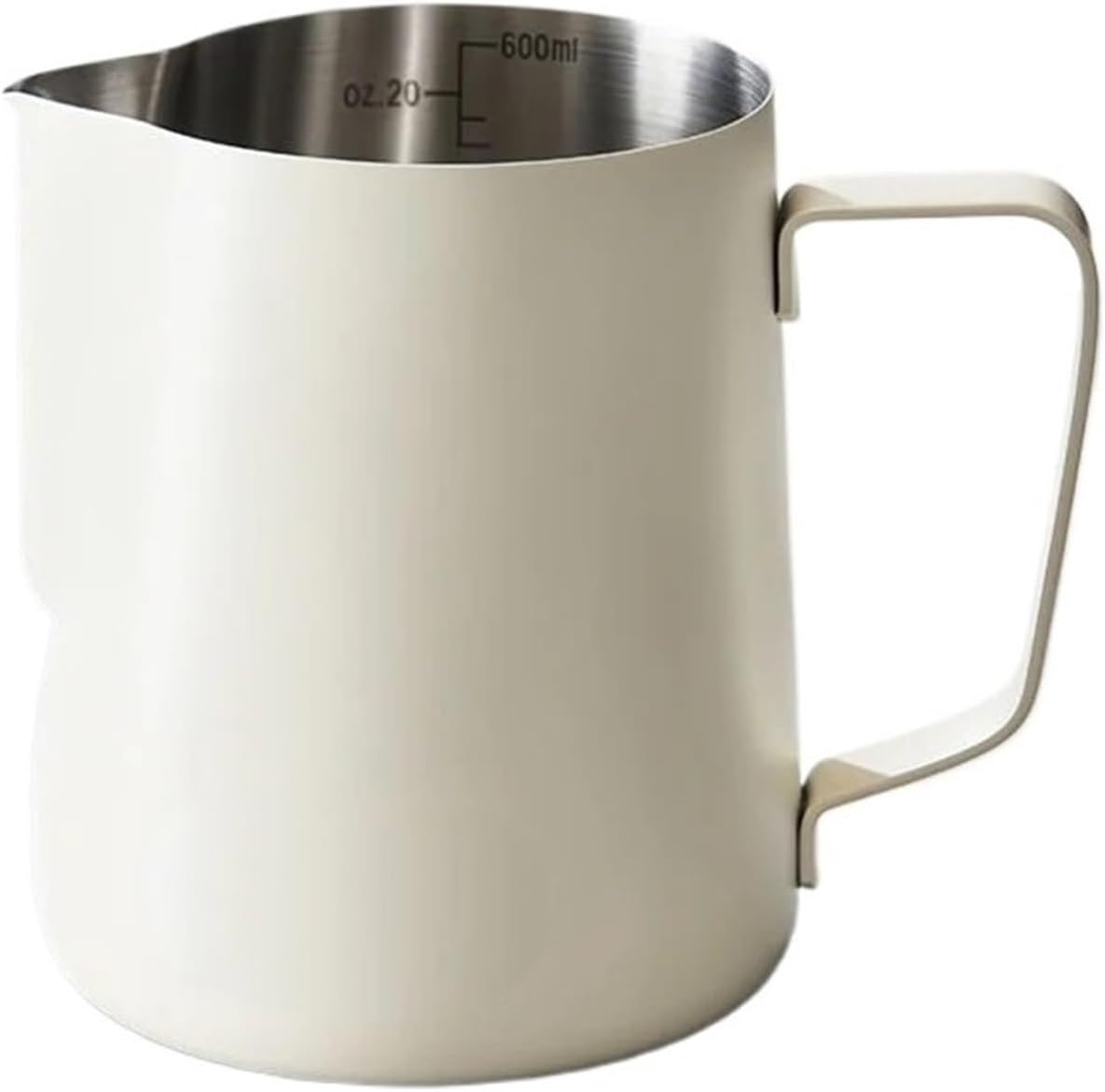 600ML White Frother for Milk Jug Home and Kitchen Milk Pitcher Portable Stainless Steel Coffee Cups Coffee and Tea Tools(White 350ML)
