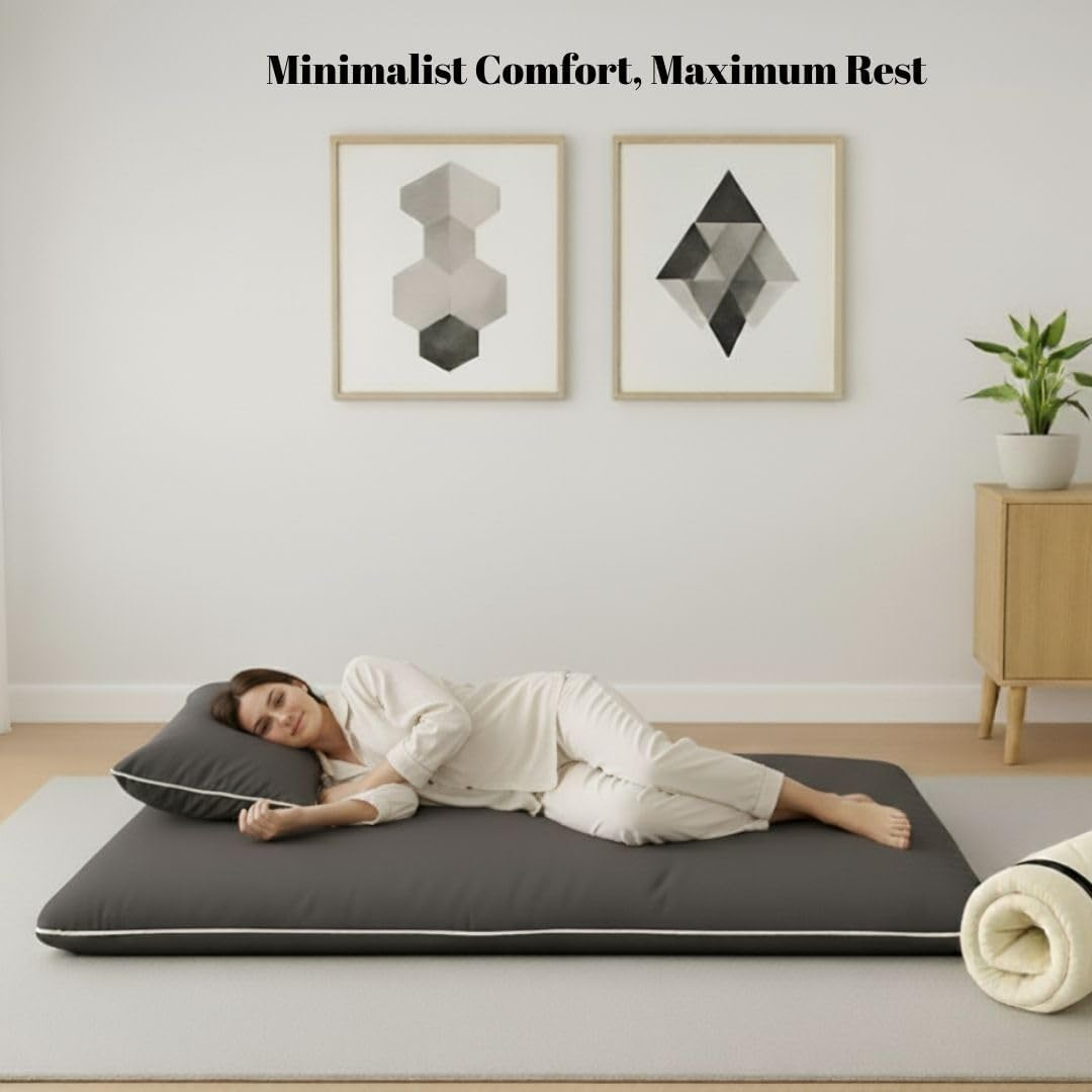 Zen.Rest Japanese Futon Mattress with Portable Storage Bag, Foldable Roll Up, Thick Tatami Mat,Floor Lounger Bed, Seven Layer Memory Foam, Floor Mattress Guest Sleeping Pad (King (U.S. Standard)) image number 5