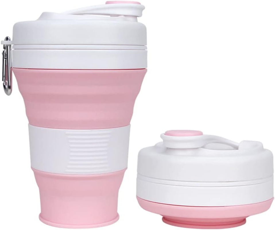 UNNESTAR Collapsible Camping Cup with Straw Silicone Folding Coffee Cup Sport Bottle Portable Travel Outdoor Car 16Oz 20Oz (Black-600Ml) - Gray-600Ml image number 3