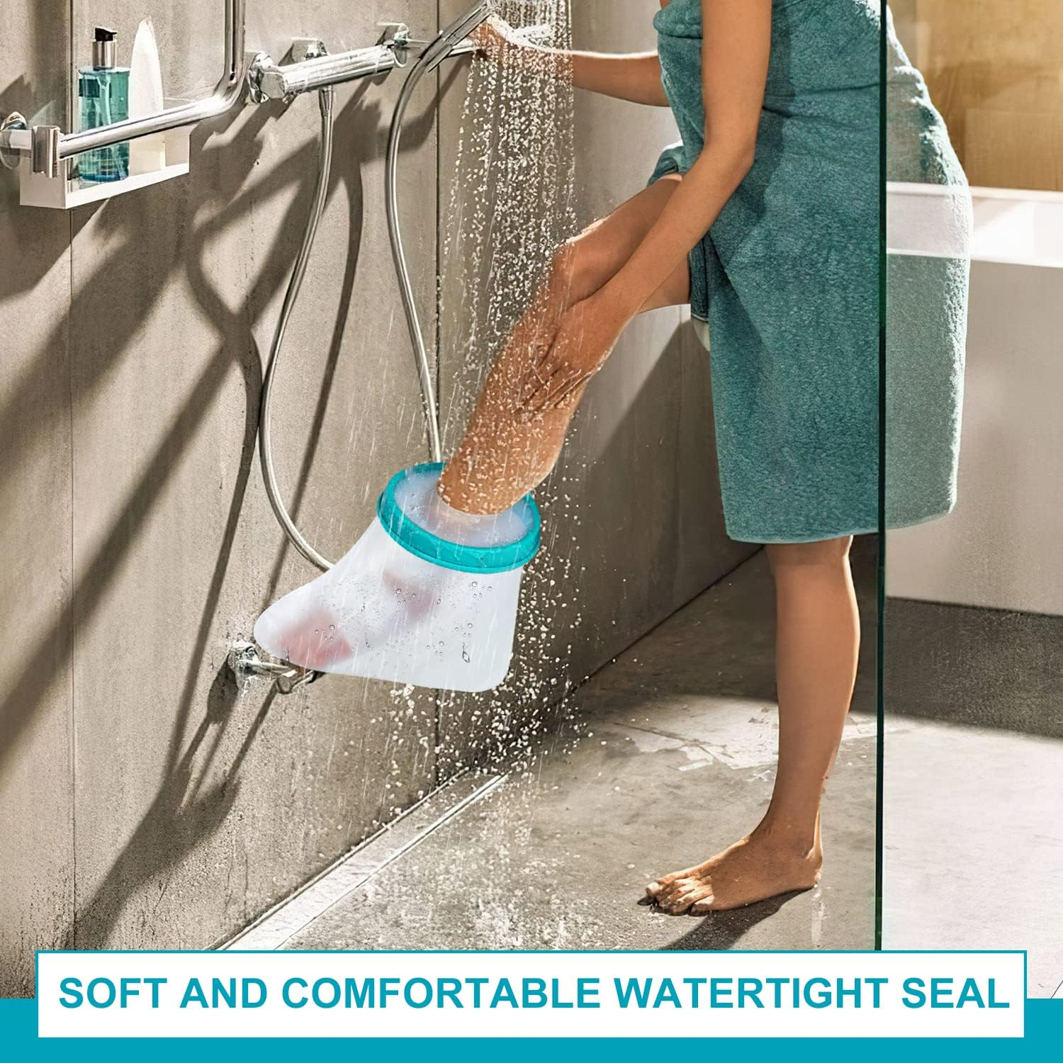 VESKIMER Waterproof Foot Cast Cover for Shower Adult, Bath - Reusable Shower Boot Cover Watertight Foot Protector - Perfect Fit for Foot Ankle and No Mark on Skin image number 1