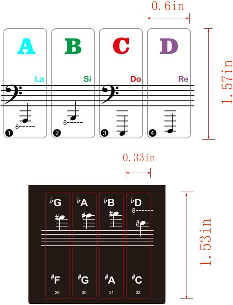 Piano Stickers for Keys, Yalloy Colorful Piano Keyboard Stickers for 88 61 54 49 Full Set Stickers Removable and Transparent, Leaves No Residue, Ideal for Piano Beginners Learning Piano or Keyboard image number 4