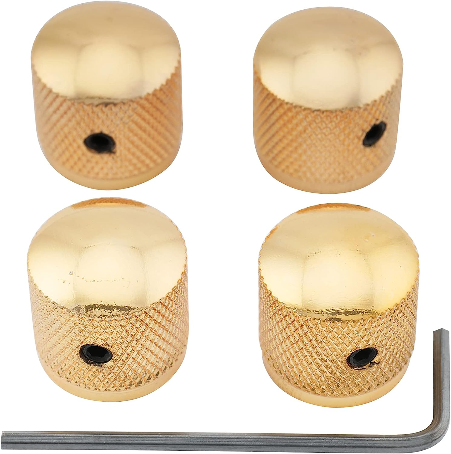 Musiclily Metric Heavy Metal Knurled Dome Control Knobs for Electric Guitar or Bass, Chrome(4 Pieces)