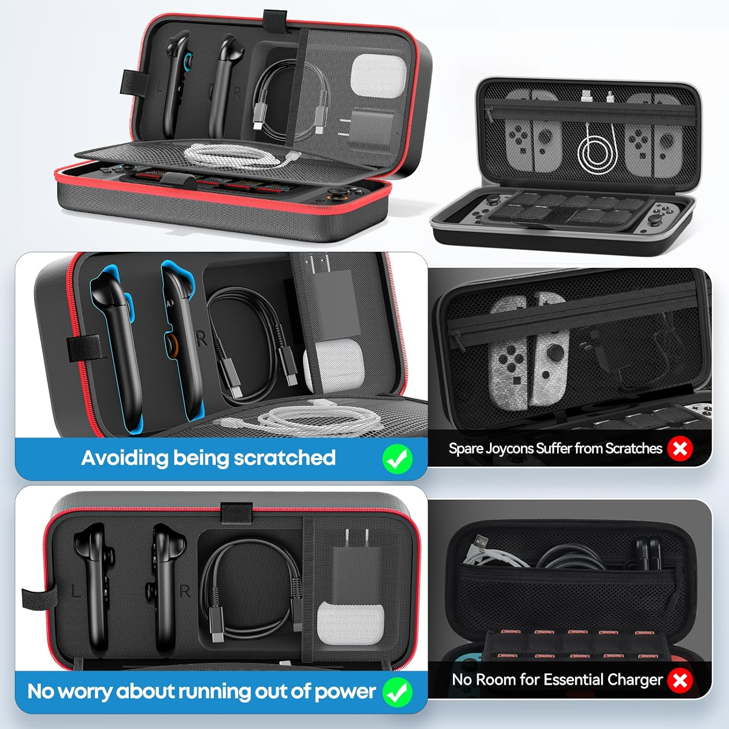 【Compatible with Switch 1 & Switch 2】 OIVO Switch Case for Ns2/Oled/Original Models, Portable Travel Switch 2 Carrying Case Fit for Joycon and AC Adapter, Hard Protective Bag with 26 Game Cards image number 2