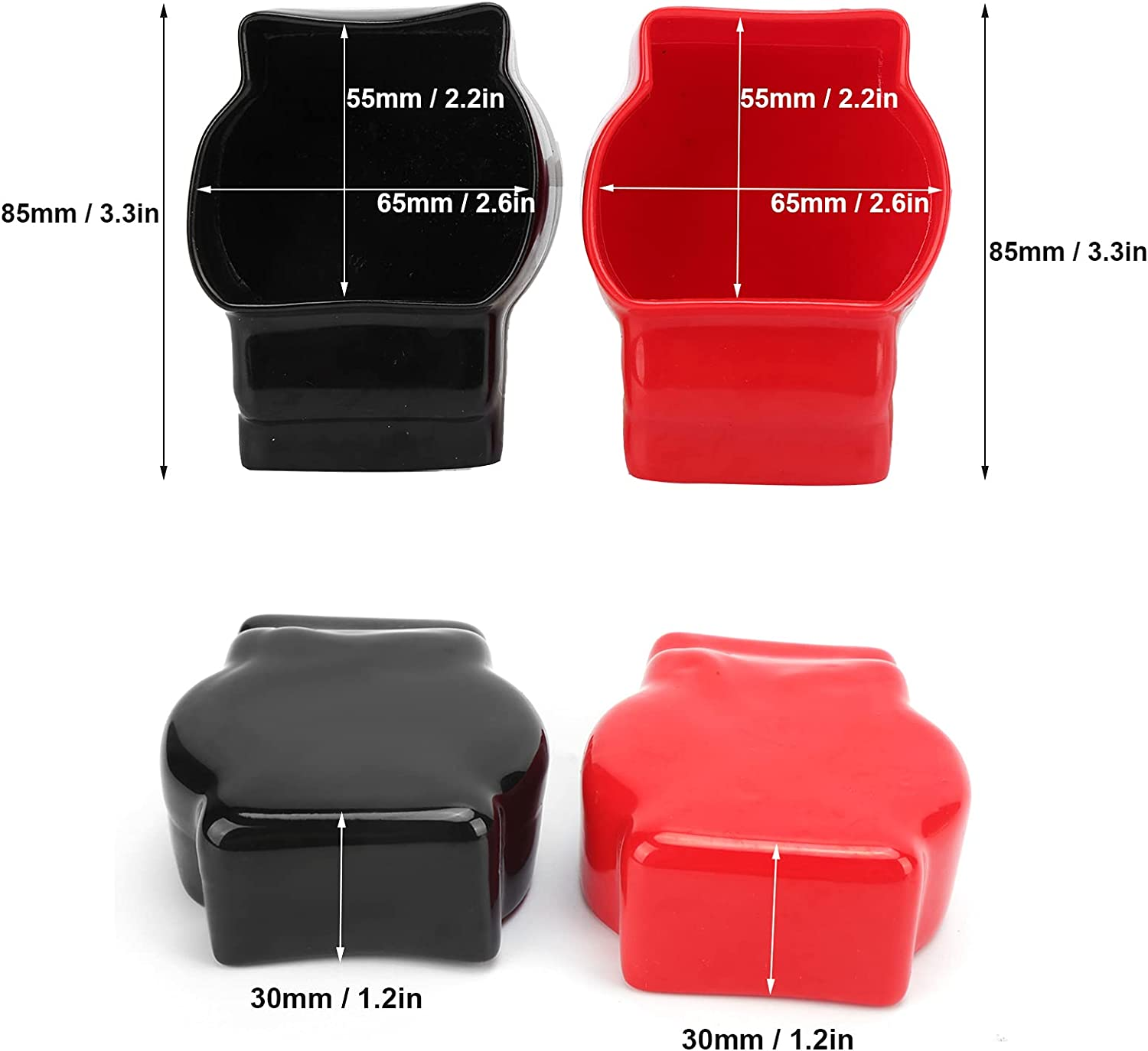 Battery Terminal Cover, Dustproof and Factory Grade Wire Connector Cap with PVC Material for Battery Positive Terminals, Red Black Top Post Style Flexible Battery Terminal Cover image number 6