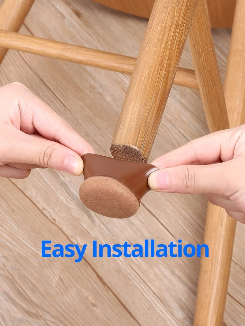 Black Silicone Chair Leg Floor Protectors Wi/Felt, Extra Small Chair Leg Caps, Silicon Furniture Leg Feet Cup, Protect Hardwood Floor from Scratches Anti-Noise 16 Pcs (Round, Black Fit 0.5-0.8") image number 6