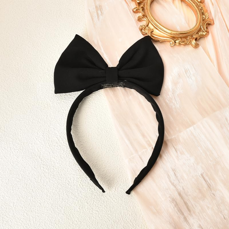 Black Hair Bow Bowknot Headbands for Women Girls Big Bow Headband Head Bands with Bow Hair Bands for Women'S Hair Non Slip Cosplay Headband Birthday Christmas Party Hair Accessories for Women image number 4