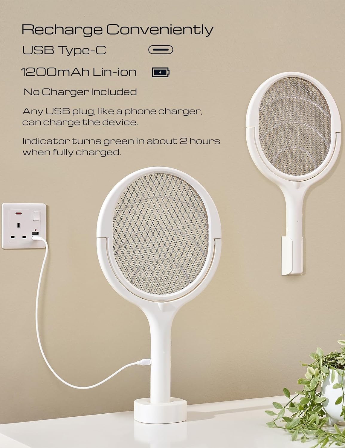 Anyuainiya Rotating Head Rechargeable Electric Fly Swatter Racket, Electric Mosquito Zapper Indoor Bug Zapper Fly Zapper Repellent Fly Trap Mosquito Zapper, with a Telescopic Extension image number 1