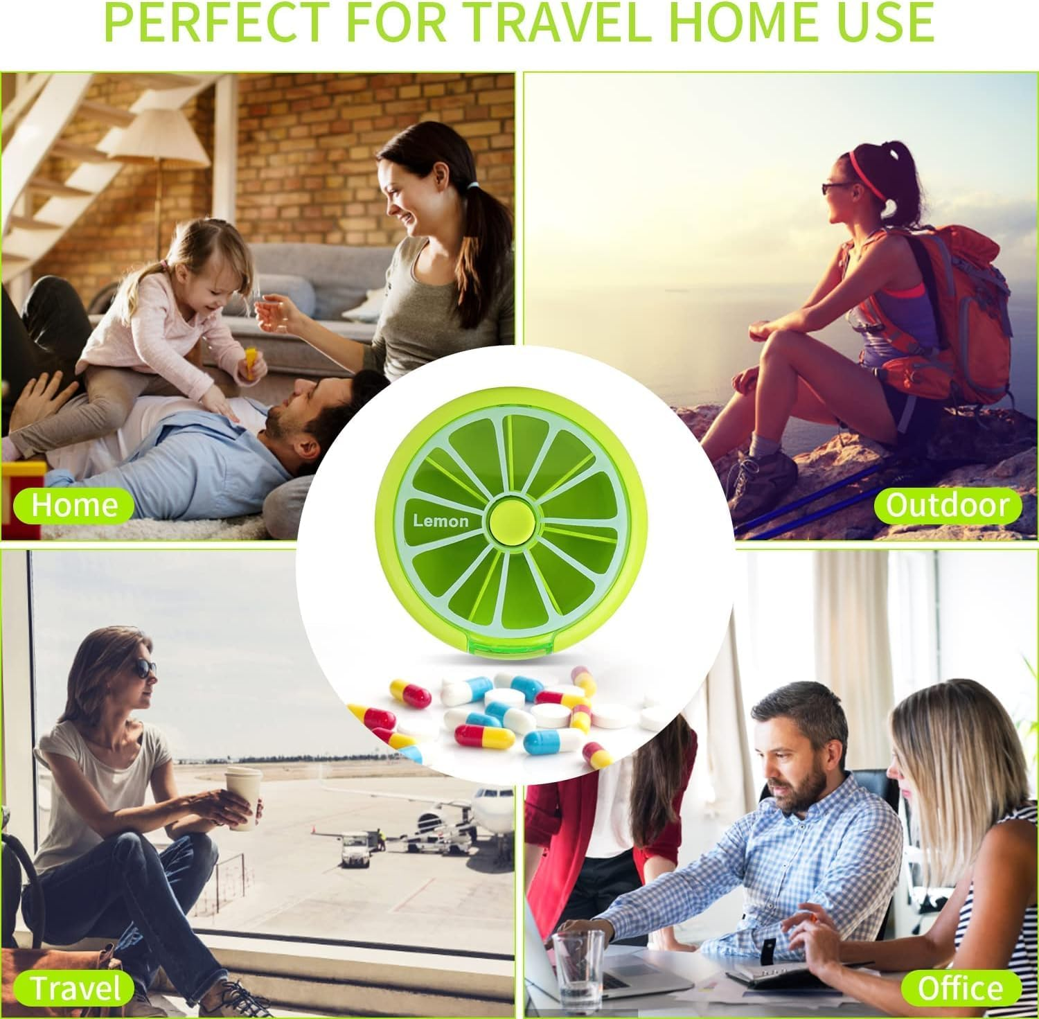 ARREBOL 7 Compartment Pill Organiser, Compact Daily Medication Case for Travel & Home, Portable Pill Box with Moisture-Proof Seal image number 5