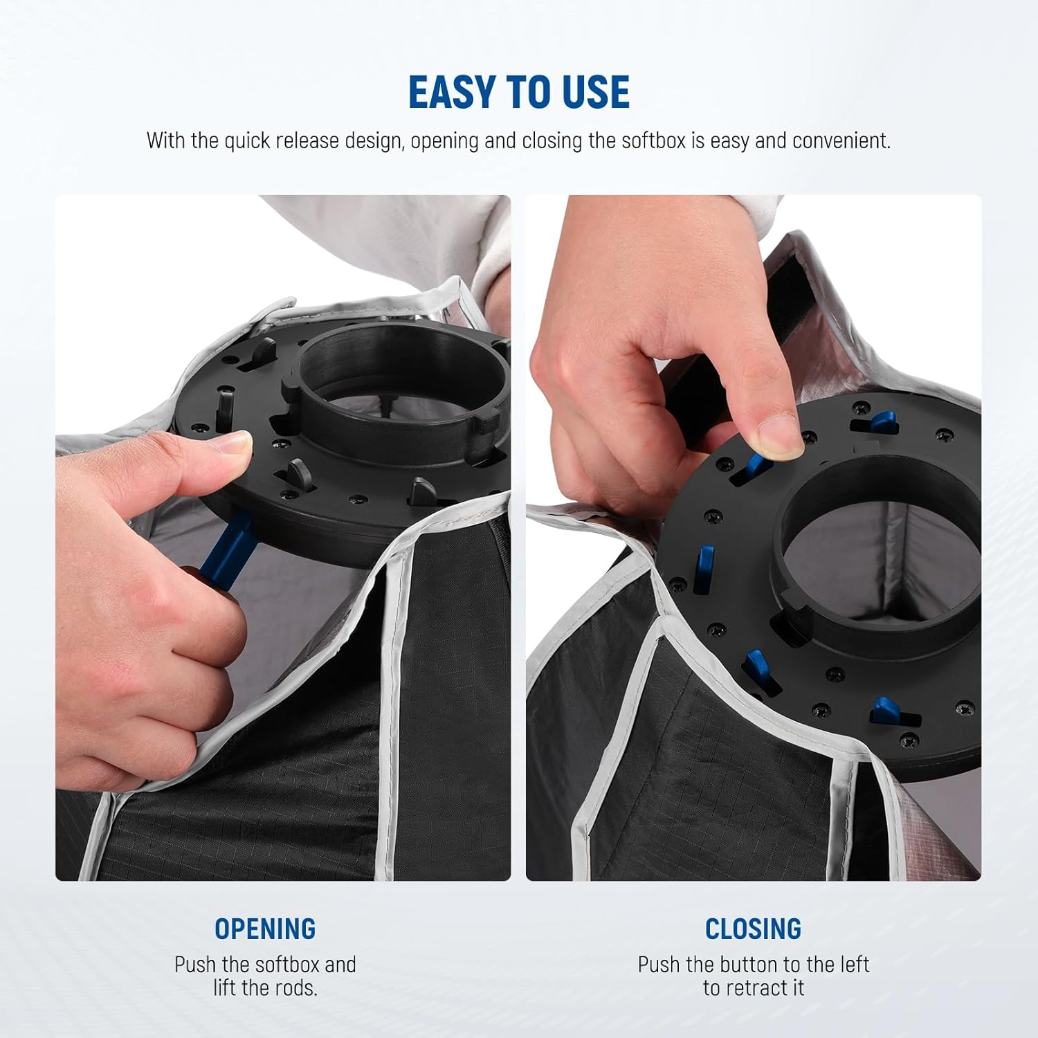 NEEWER Octagonal Softbox 50Cm with NEEWER Mount(Not Bowens Mount),Octabox Softbox Folding &Quick Installation with Honeycomb Light Diffuser/Grid for MS60 MS60B MS60C MS150B LED Video Studio Light,Ns4P image number 4