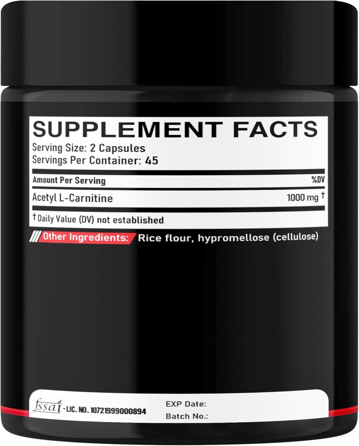 Acetyl L-Carnitine Supplement 1000Mg - 90 Capsules for 45 Servings image number 2