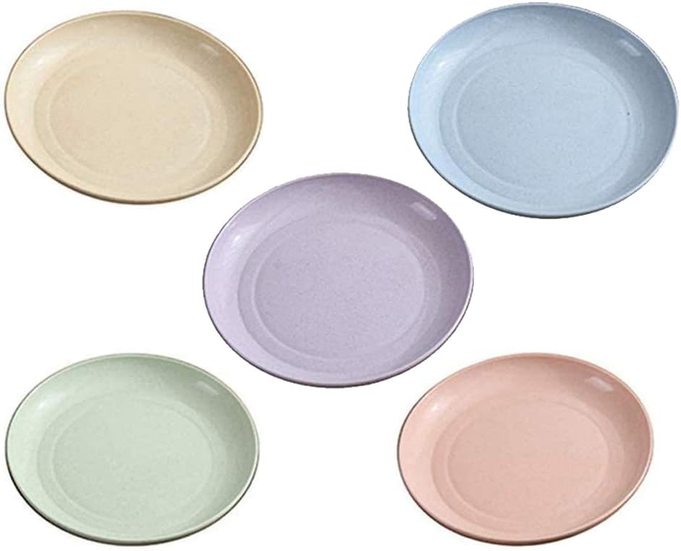 ZGWANSUI 15Cm Wheat Straw Appetizer Plates, Unbreakable Small Dessert Plates Set of 5, Lightweight round Dishes Tableware, Reusable Flat Dinner Platters for Snack, Fruits, Noodles (Beige)