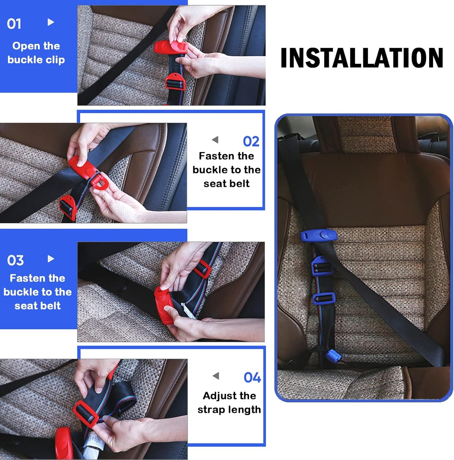 Car Seat Belt Adjuster for Kids Baby Car Seat Belt Clip Car Shoulder Neck Safety Positioner Belt Strap Child Restraint Harness for Car Safety Car Seat Belt Harness for Kids over 4 Years Old image number 2