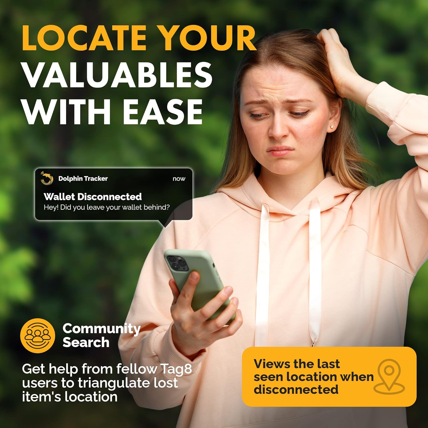 Tag8 Dolphin Slim Card Tracker Wireless Bluetooth Tracker with Anti-Lost & Anti-Theft Alarm, Item Locator for Key, Wallet, Luggage, Mobile & Other Item Finder Compatible with Ios & Android - Pack of 4 image number 2