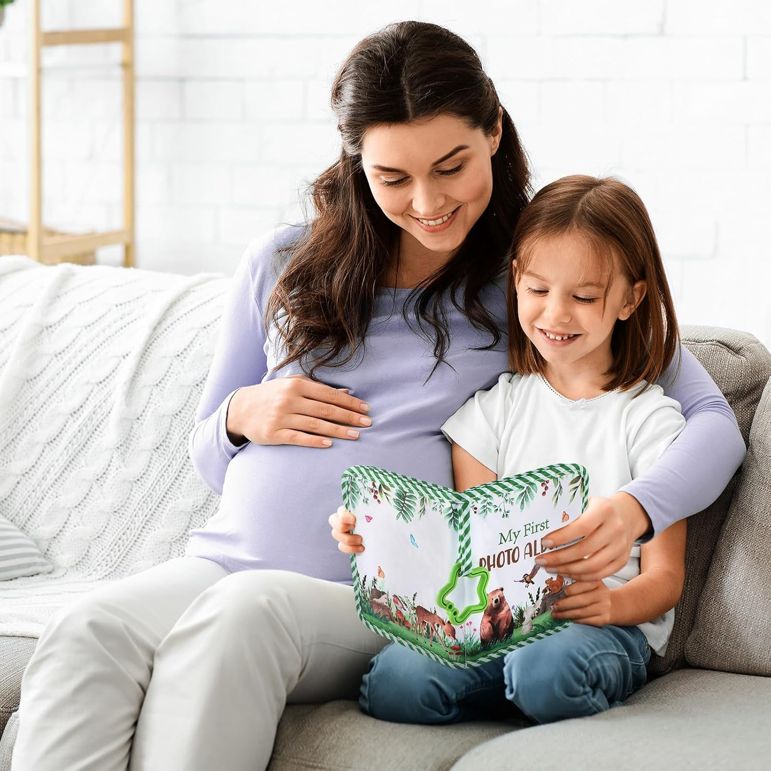 ZOIIWA Baby'S My First Family Album Soft Photo Cloth Book Greenery Bear My First Book of Photos Baby Memory Album Gift Holds 4X6 Pictures for Babies Newborn Toddler & Kids Girls Baby Shower image number 1